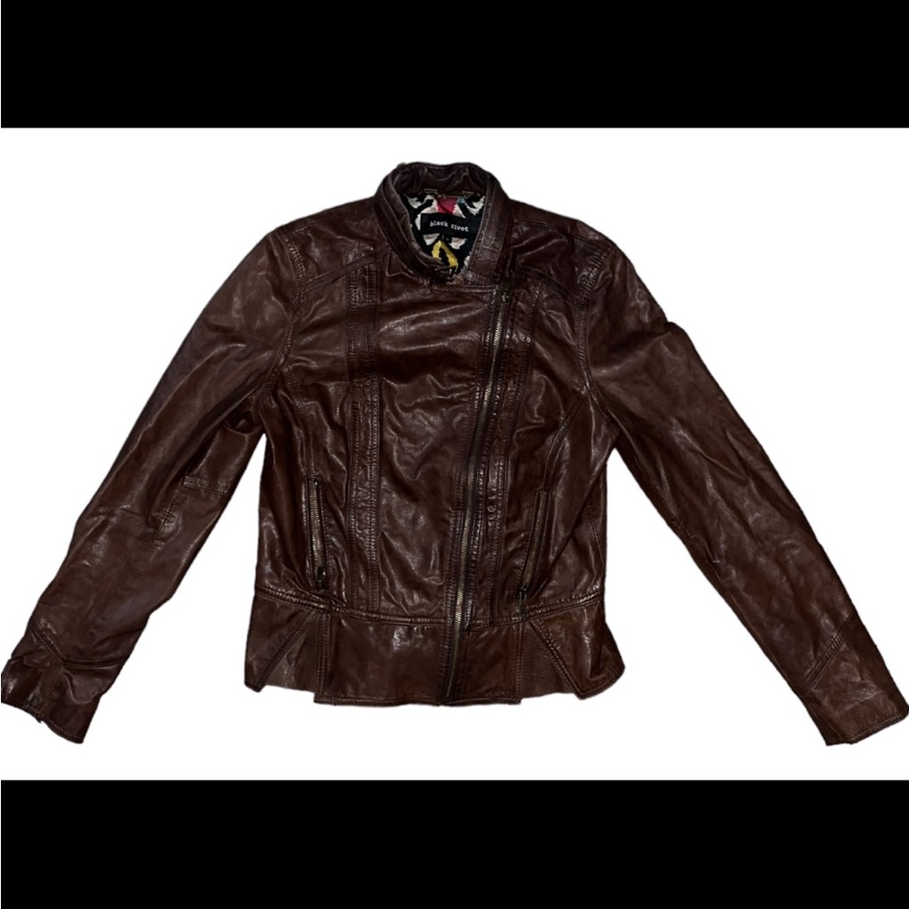Brown ‘Black Rivet’ Leather Jacket